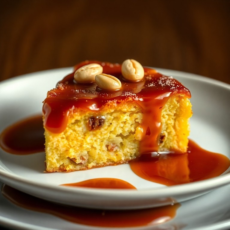Hawaiian Bread Pudding with Macadamia Nuts and Rum Caramel