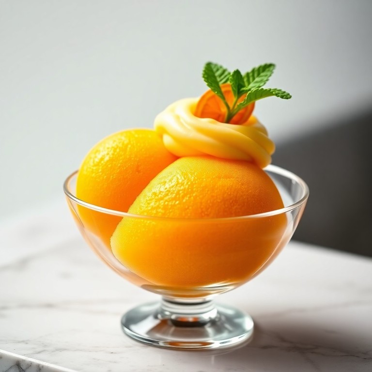 Sorbet Mandarine Maison et son Sabayon Léger au Prosecco