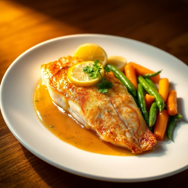 Sole Meunière Classique avec Légumes Croquants et Pommes de Terre Tournées