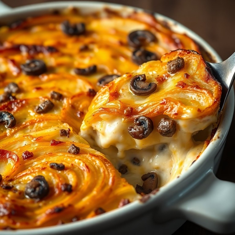 Gratin de Patatas Cremoso con Bechamel y Champiñones