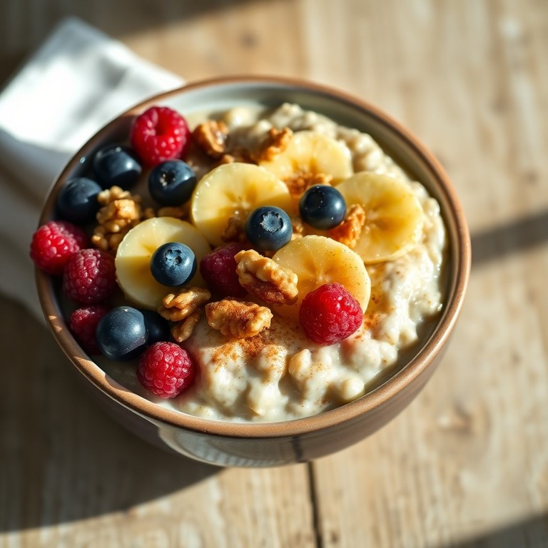 Porridge de Avena Cremoso con Plátano Caramelizado y Nueces