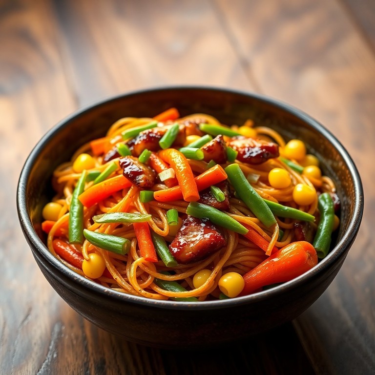 Asiatische Gebratene Nudeln mit Gemüse und Cordon Bleu Streifen (2)