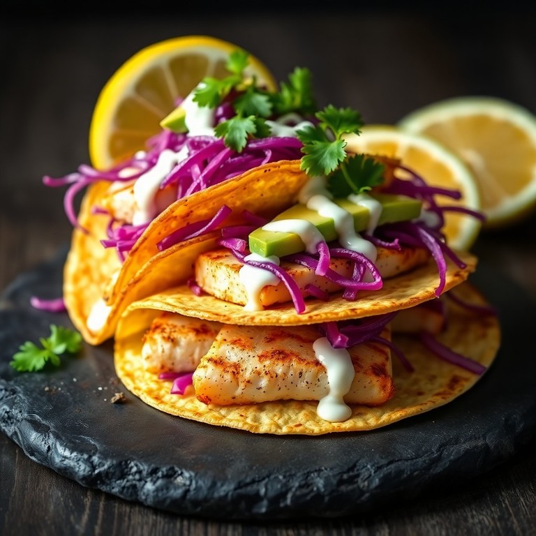 Tacos de Pescado a la Parrilla con Salsa Refrescante de Yogur y Limón
