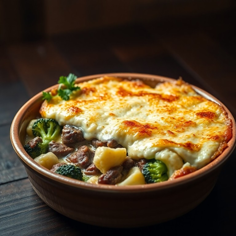 Gratinado Cremoso de Carne com Legumes e Molho Bechamel