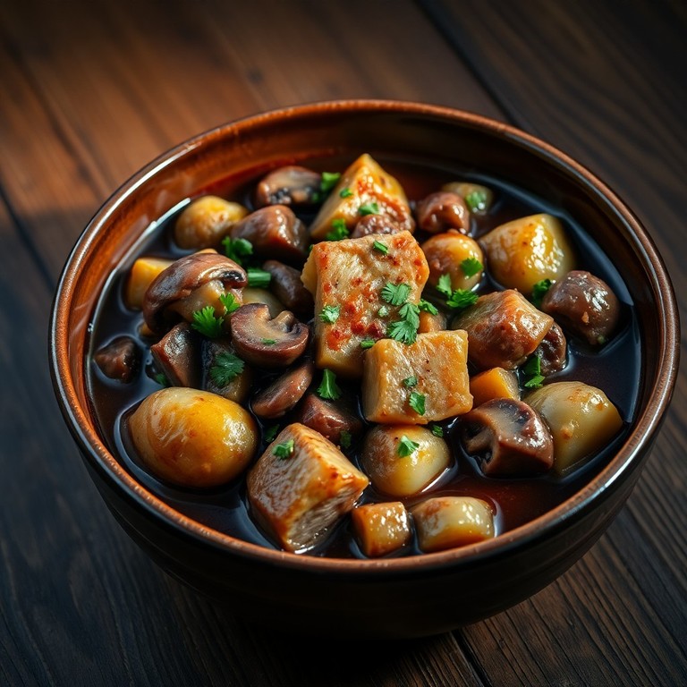 Stoofpotje van Mager Varkensvlees, Paddestoelen en Aardappelen