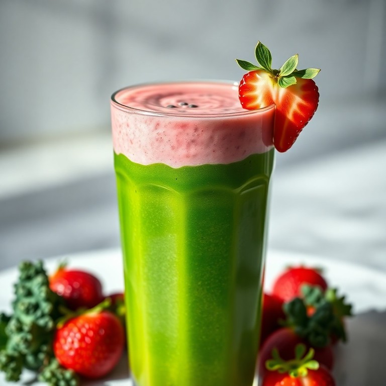 Smoothie Energizante de Couve, Banana e Morango