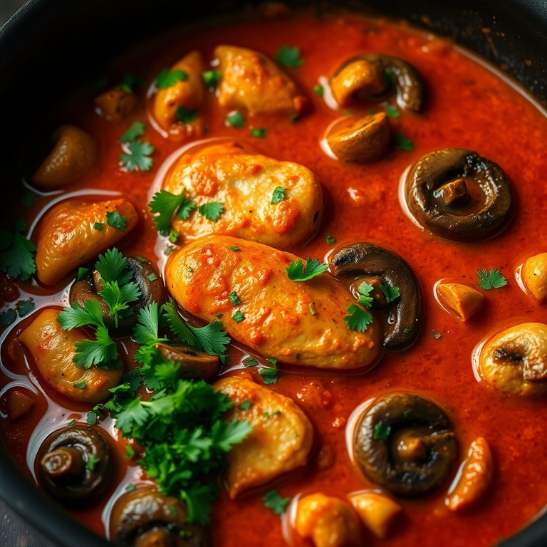 Klassisches Hähnchen-Pilz-Gulasch ohne Sahne (Große Menge)