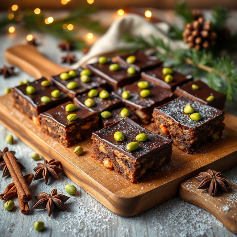 Lebkuchen-Brownies mit selbst gerösteten Haselnüssen und Orangenschale