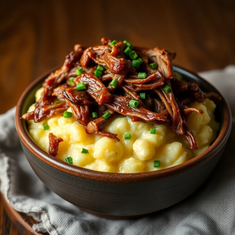 Bloemkool-Krieltjes Stamppot met Sappige Pulled Pork