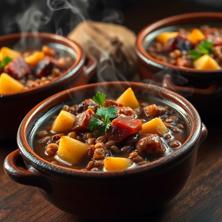 Estofado de Lentejas con Patatas, Chorizo y Panceta
