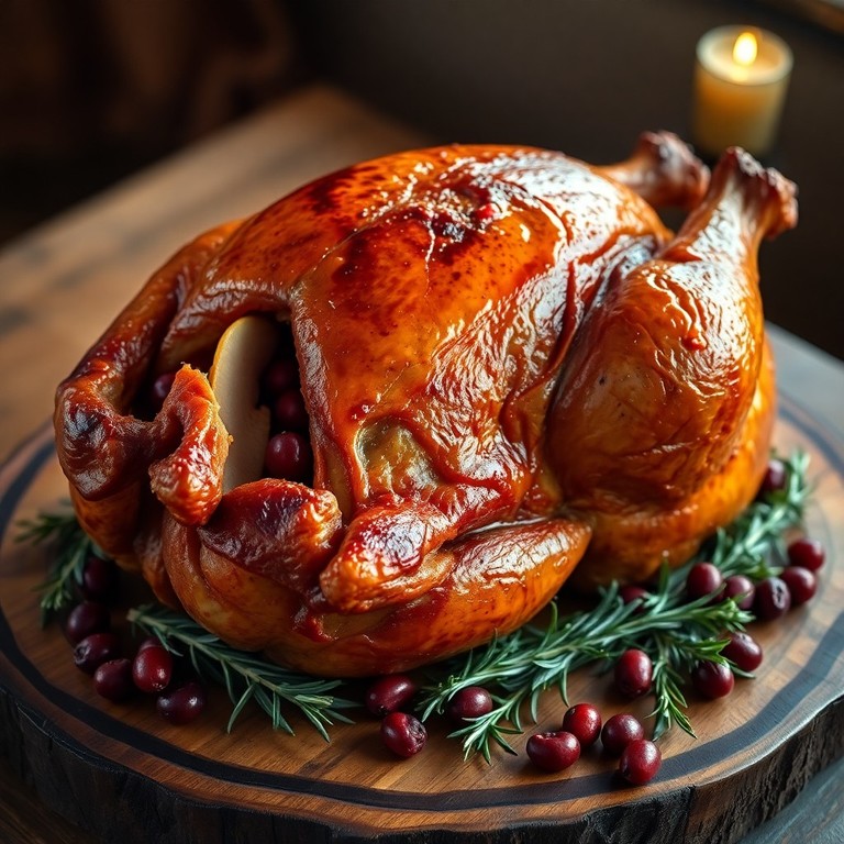 Chapon Farcie aux Pommes, Canneberges et Poivre Boréal