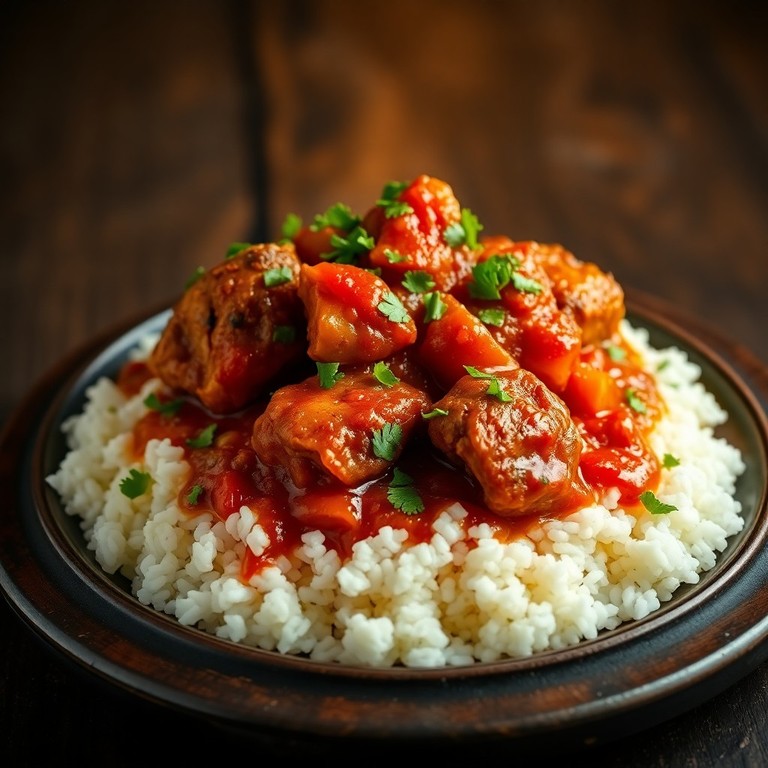 Pollo en Salsa de Tomate y Ajo a Fuego Lento