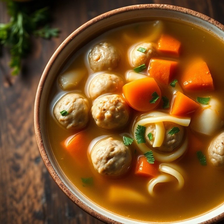 Классический суп с тефтельками и мелкой лапшой