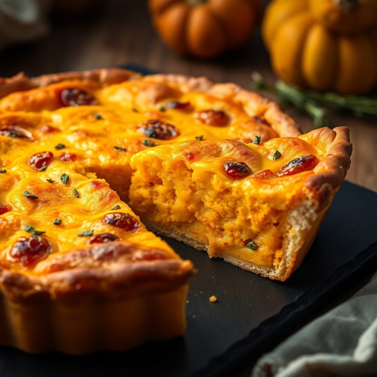 Cremige Kürbis-Süßkartoffel-Quiche mit Topfen