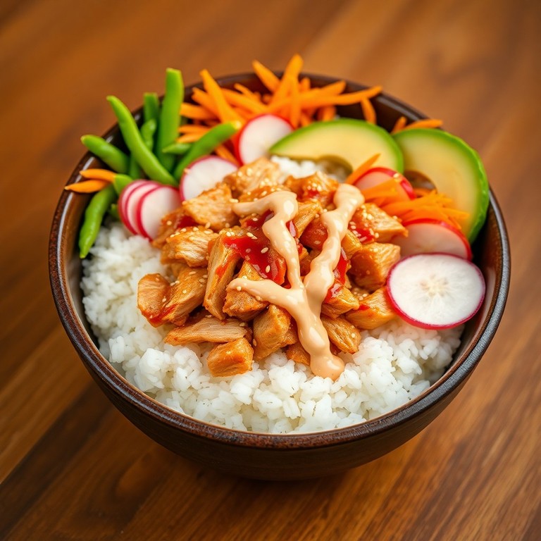 Gebakken Kip Poké Bowl met Sesam en Rijst