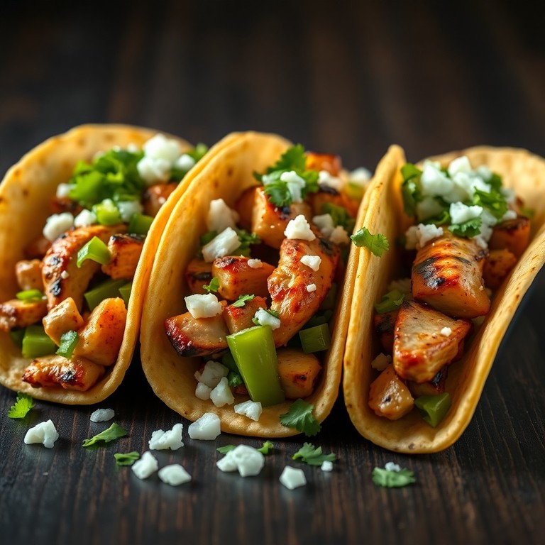 Tacos Suaves de Pollo Asado con Pimientos y Cebolla