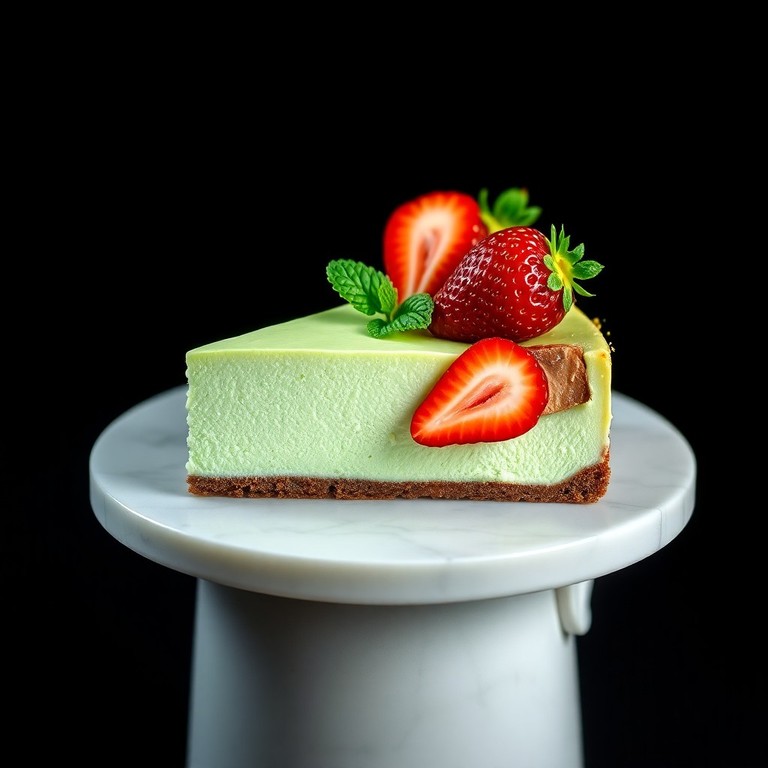 Cheesecake Cremoso de Menta y Limón con Base de Café y Nueces