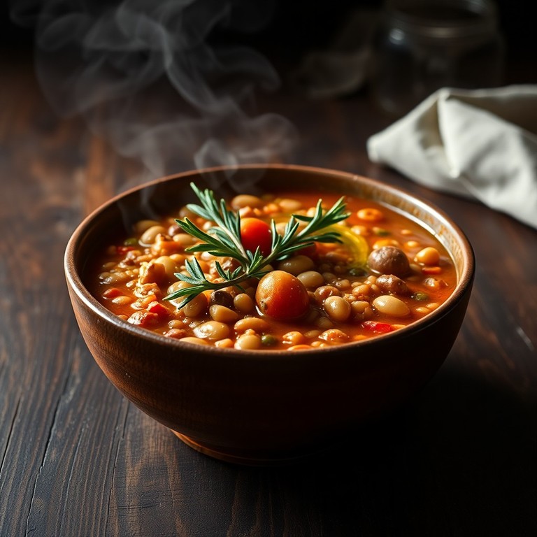 Zuppa Rustica di Farro e Legumi Mediterranei