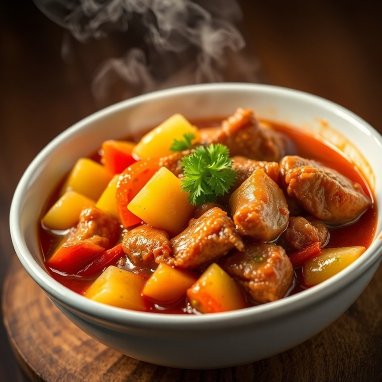 Cerdo a la Piña con Pimientos y Apio