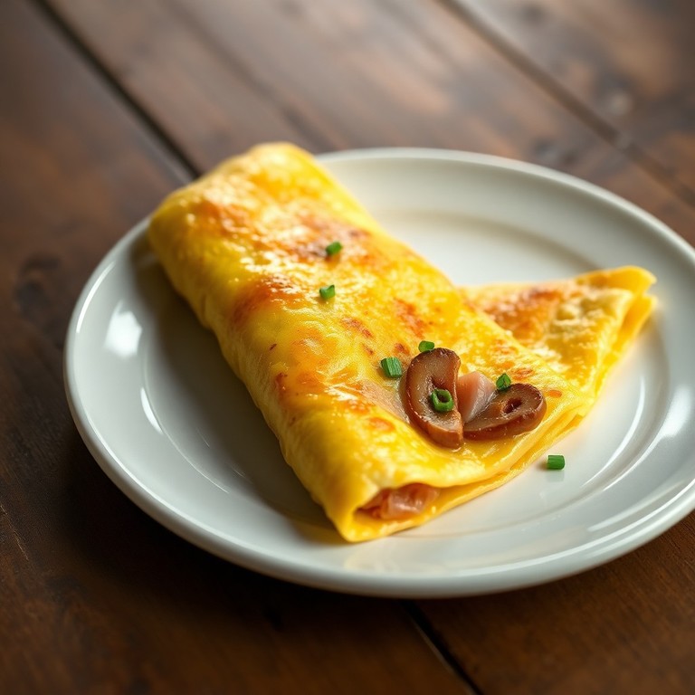 Classic French Omelette with Mushrooms, Nitrite-Free Ham, and Fine Herbs