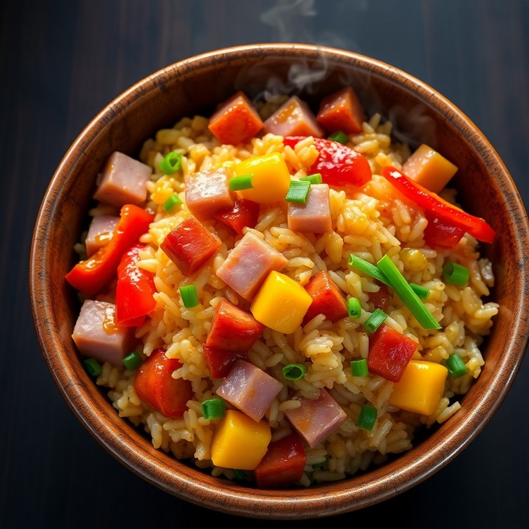 Simple Ham, Egg, and Bell Pepper Fried Rice