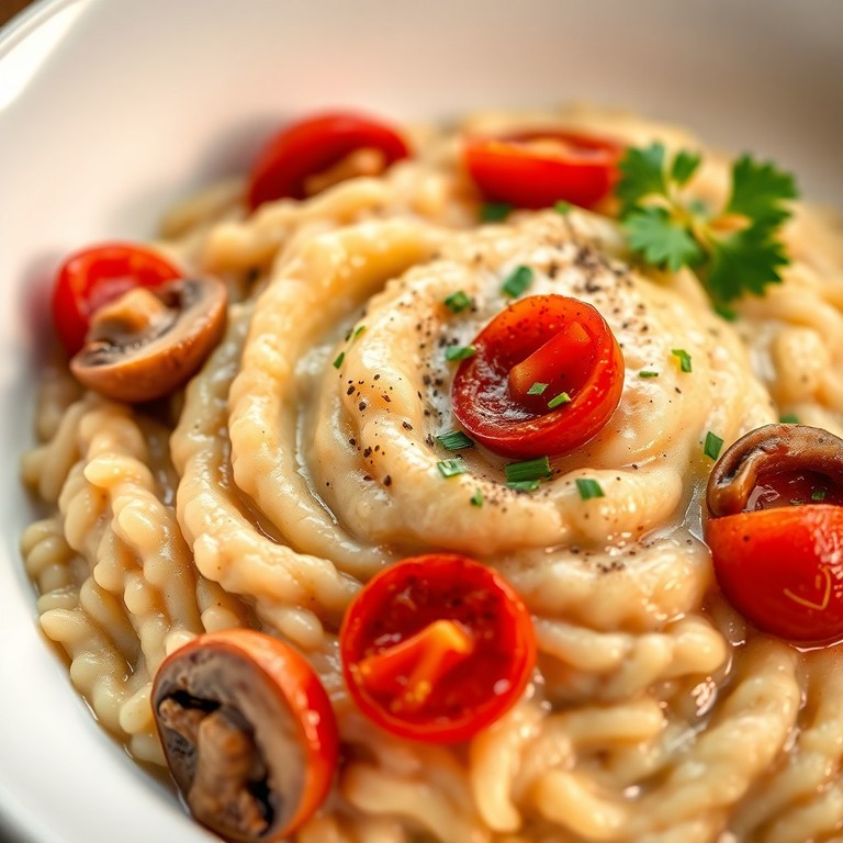 Risotto Cremoso ai Funghi e Pomodori con Panna