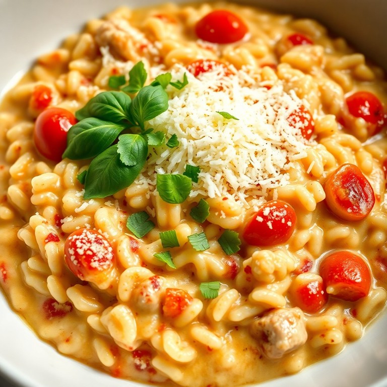 Klassieke Romige Risotto met Kip, Tomaat en Paprika