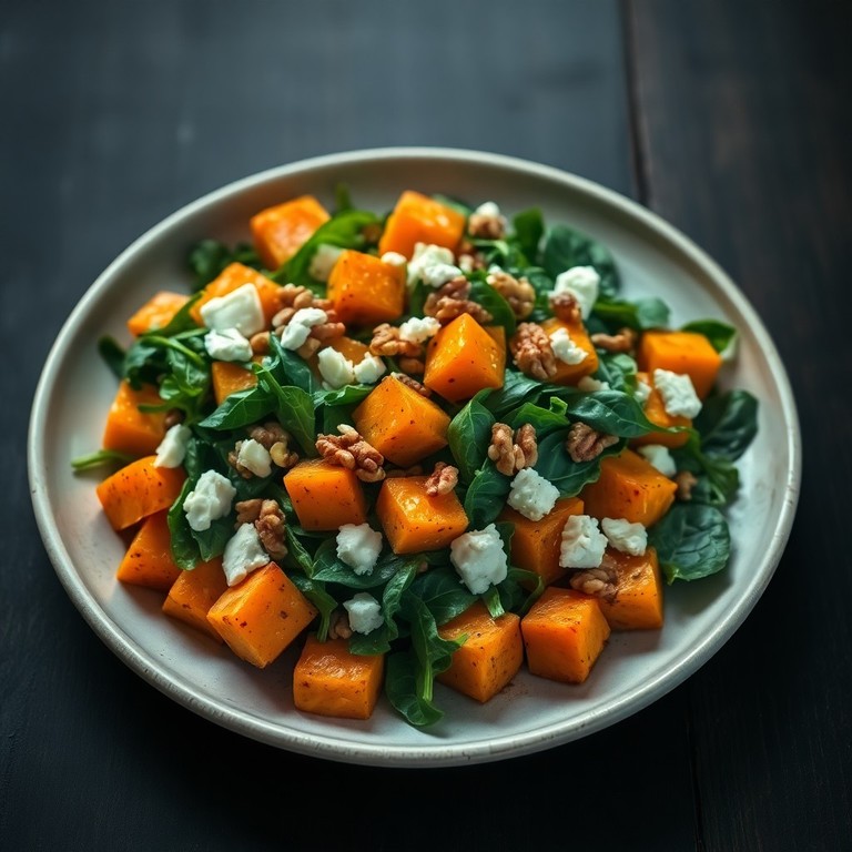 Rucola-Süßkartoffel-Salat mit geröstetem Hokkaido-Kürbis