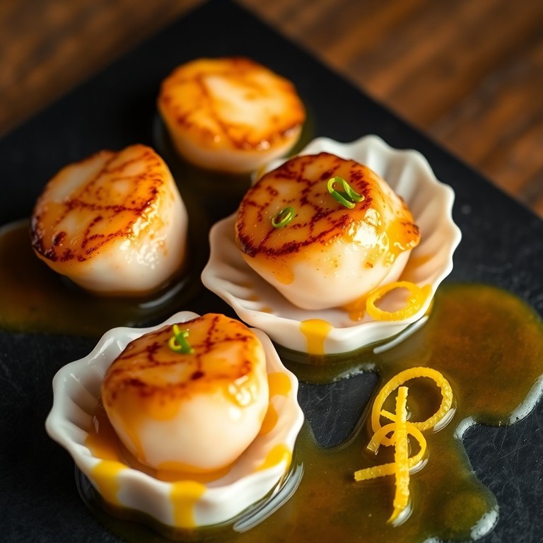 Vieiras Flambadas com Toque Cítrico de Laranja