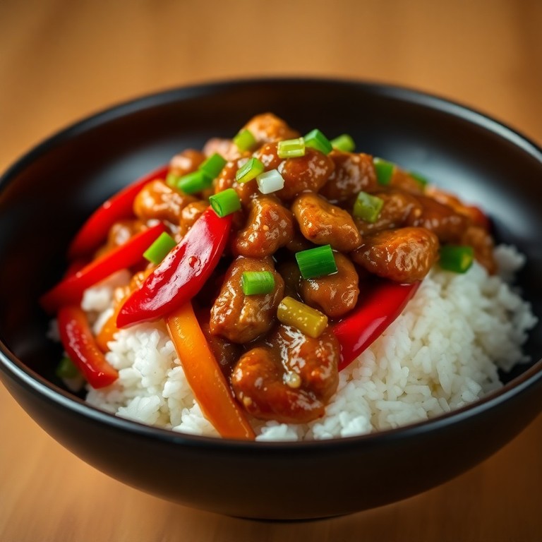 Salteado Asiático de Pollo y Morrones con Arroz