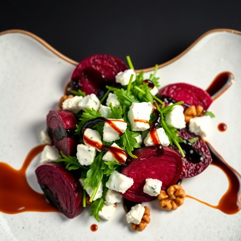 Gorgonzola and Beet Salad with Toasted Walnuts and Balsamic Glaze (No Pepper)