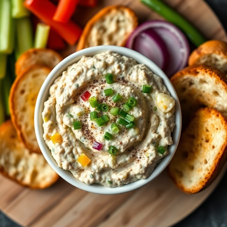 Cremiger Mediterraner Thunfisch-Dip mit Ei und Essiggurke