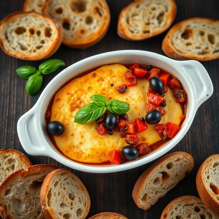 Baked Halloumi with Tomato and Olive Tapenade