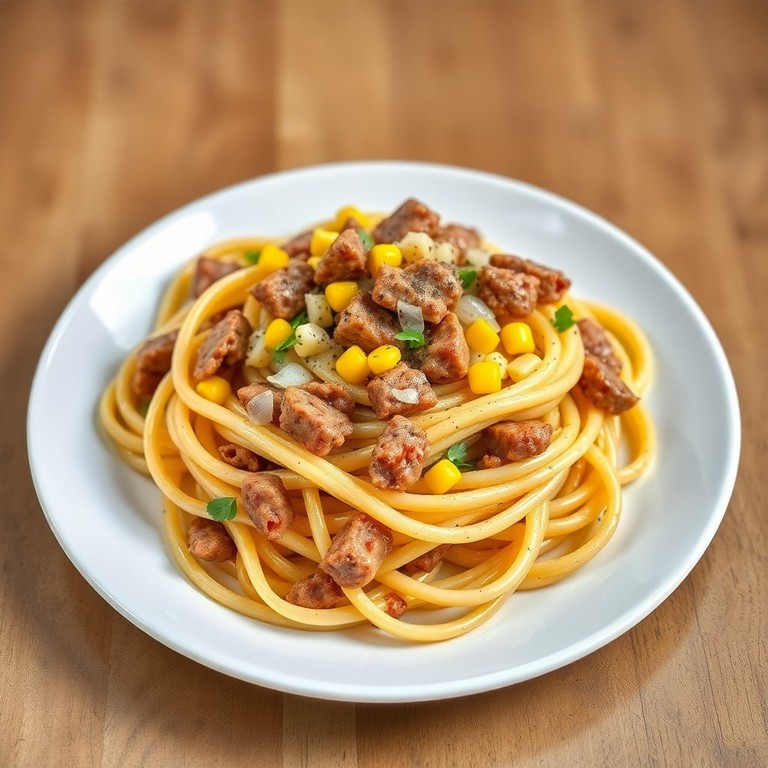 Espaguete à Provençal com Linguiça e Milho