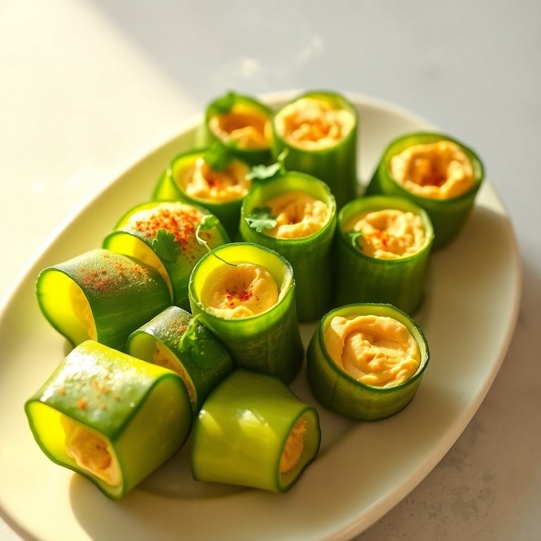 Rollitos de Pepino con Hummus Cremoso