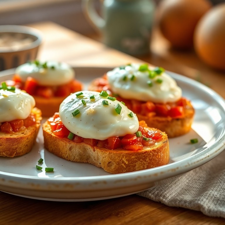 Paprika-Ui Bruschetta met Zachte Ei-Topping