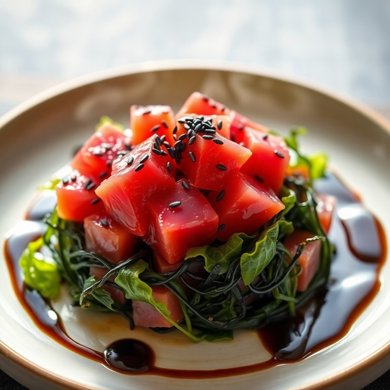Ensalada Refrescante de Atún Sellado y Wakame
