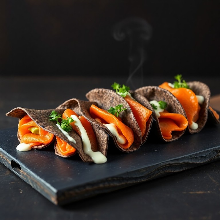 Tacos de Sarrasin au Saumon Fumé, Avocat et Crème d'Aneth