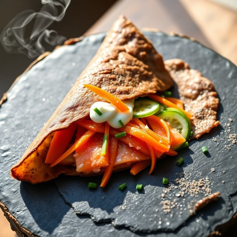 Galettes de Sarrasin Complètes au Saumon Fumé et Légumes Frais