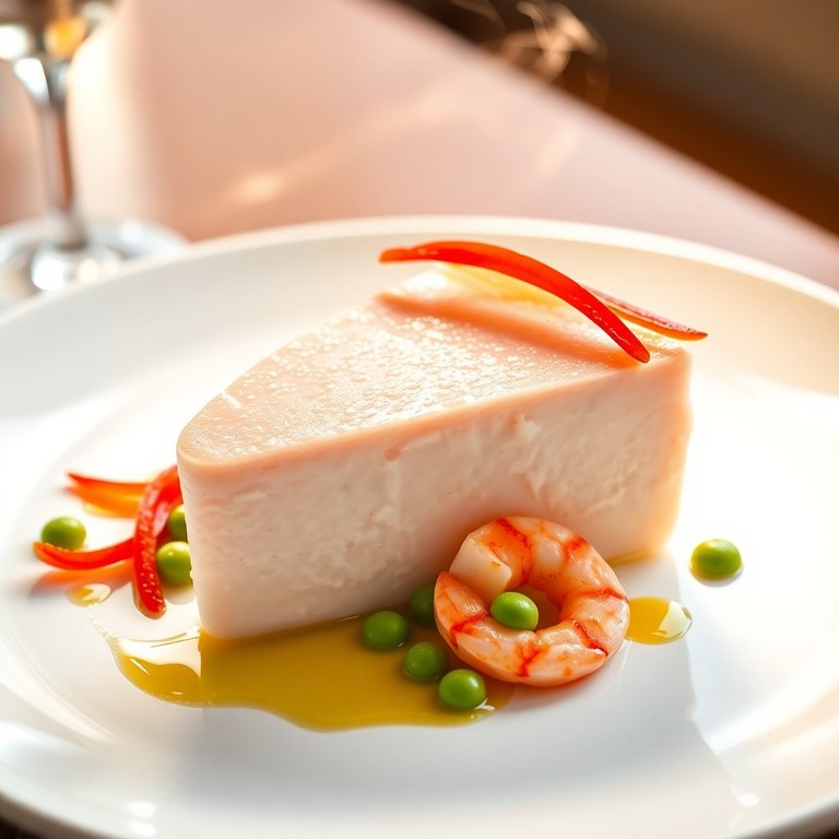 Pudin de Merluza con Guisantes y Pimientos del Piquillo