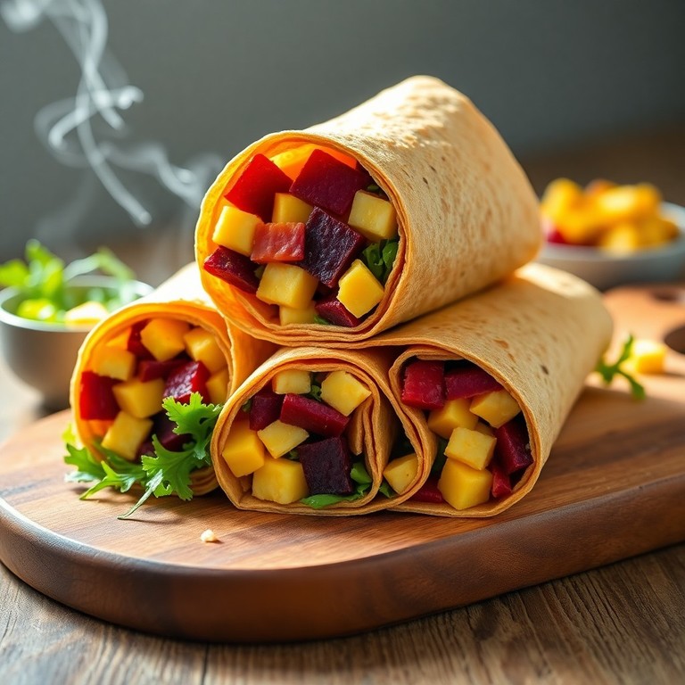 Glutenvrije Gebakken Bieten- en Koolraapwraps met Romige Eierspread