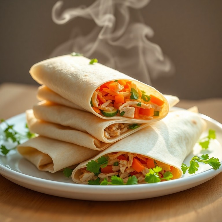 Wrap de Frango Leve com Massa de Farinha de Arroz