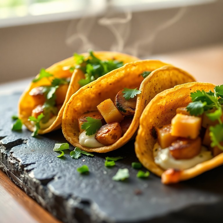 Tacos Crujientes de Queso y Champiñones con Calabacín Frito