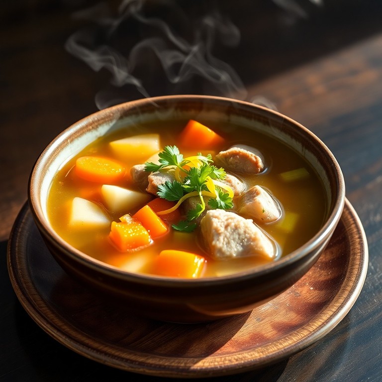 Classic Pork Loin and Vegetable Soup with Lemon Zest