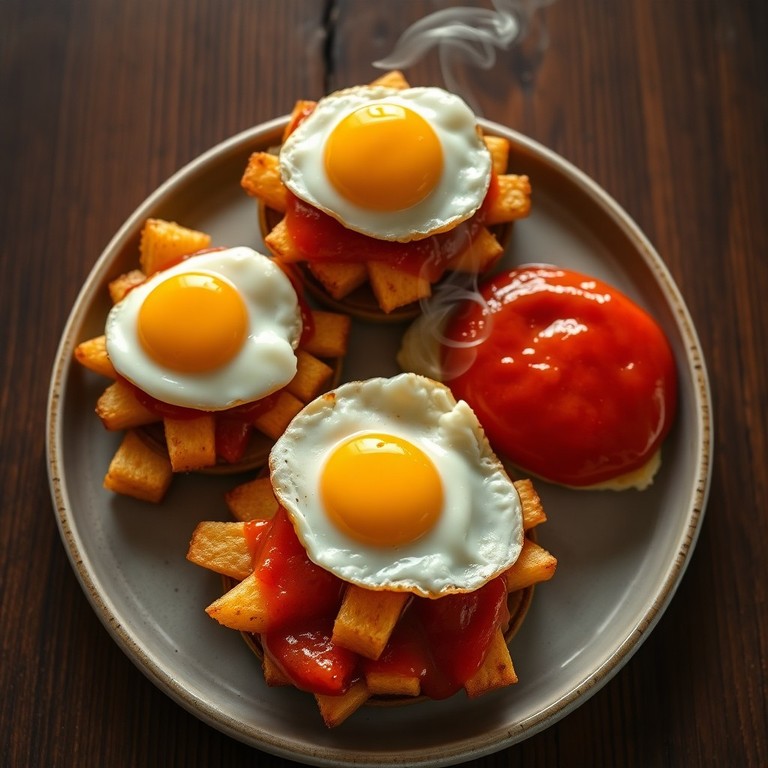 Patatas con Huevo Estilo Tapas con Salsa de Tomate Casera