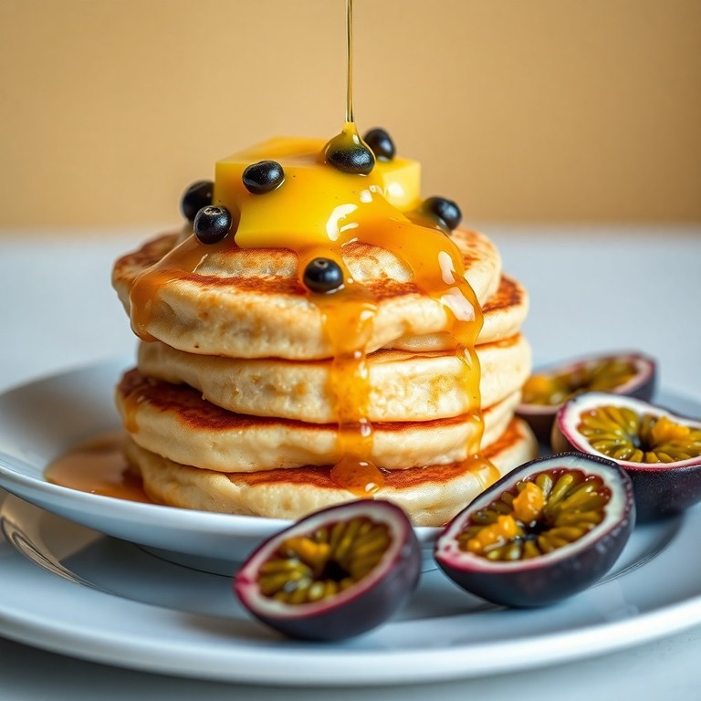Panquecas de Maracujá com Manteiga e Açúcar Caramelizado