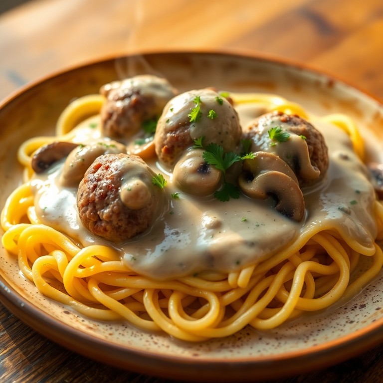 Creamy Swedish Meatball Stroganoff with Egg Noodles