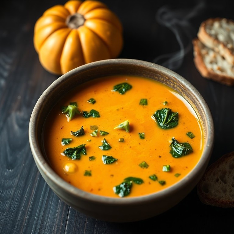 Sopa Cremosa de Calabaza y Acelga con Vegetales de Invierno