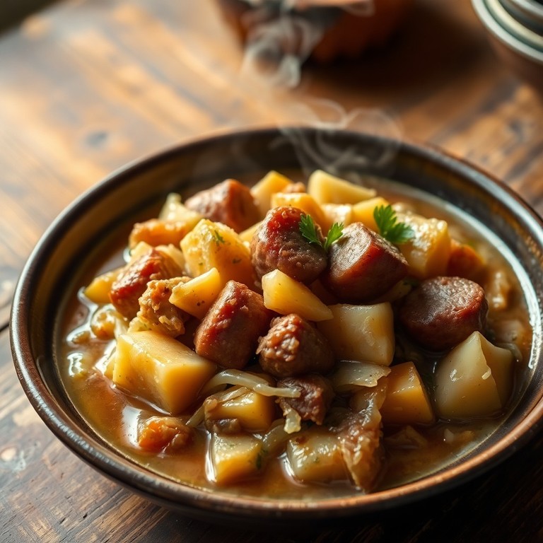 Herzhafter Sauerkraut-Eintopf mit Bratwurst und Kassler