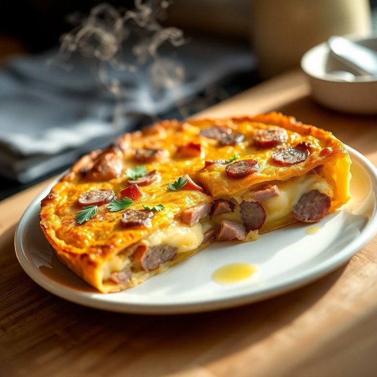 Tortilla Española Clásica con Jamón y Salchicha